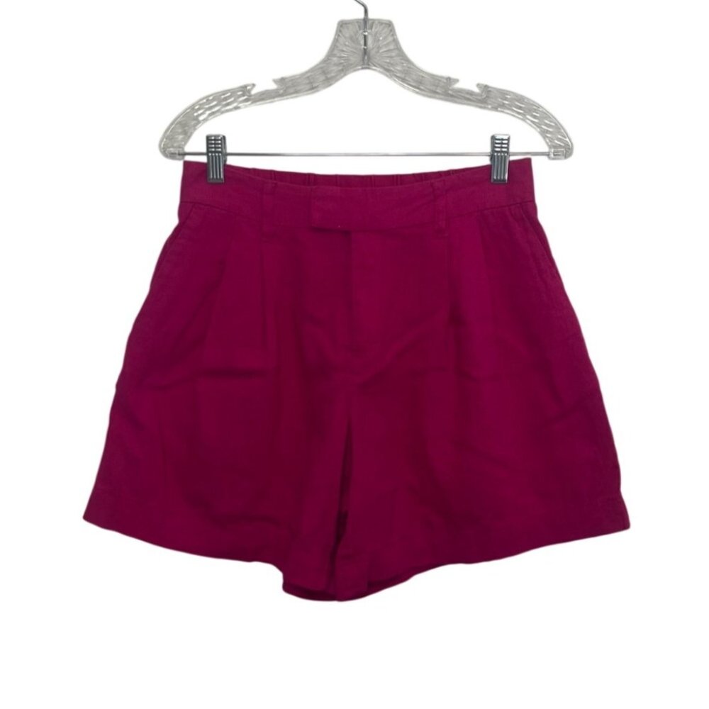 A New Day Linen Blend Pleated Shorts Size 6 Pink New WOT Summer Coastal